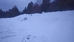 キャンプ地の雪の山