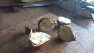 キャンプ地で栗