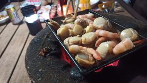 七輪で海鮮焼