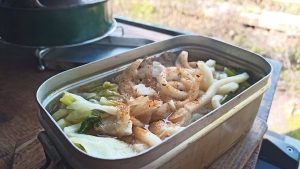 メスティンで天ぷらうどん