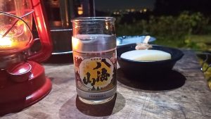 キャンプで八海山