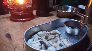 キャンプで生牡蠣
