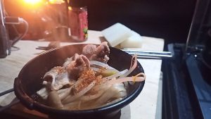 キャンプで豚キムチ鍋