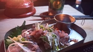 キャンプで真アジのタタキ