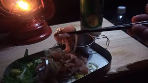 アジのタタキと純米酒