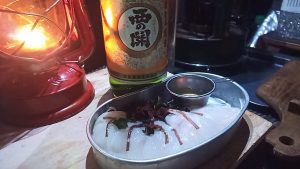 キャンプで水だこの刺身