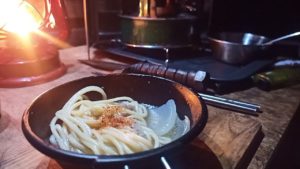 鶏出汁にパスタ