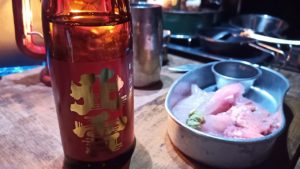 コウグリの刺身と北雪金星