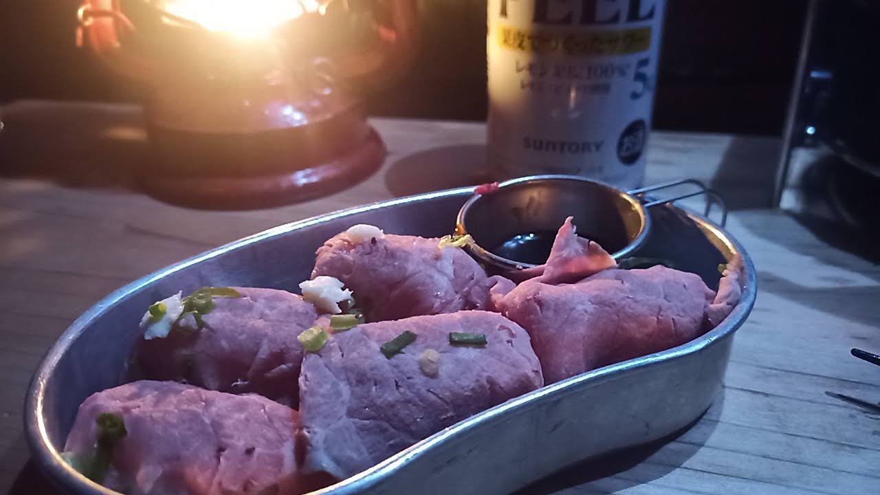 キャンプでローストビーフ寿司