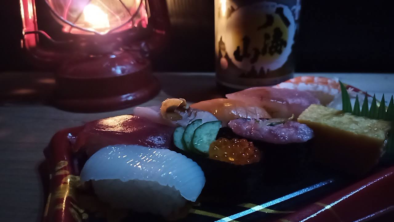 キャンプで寿司